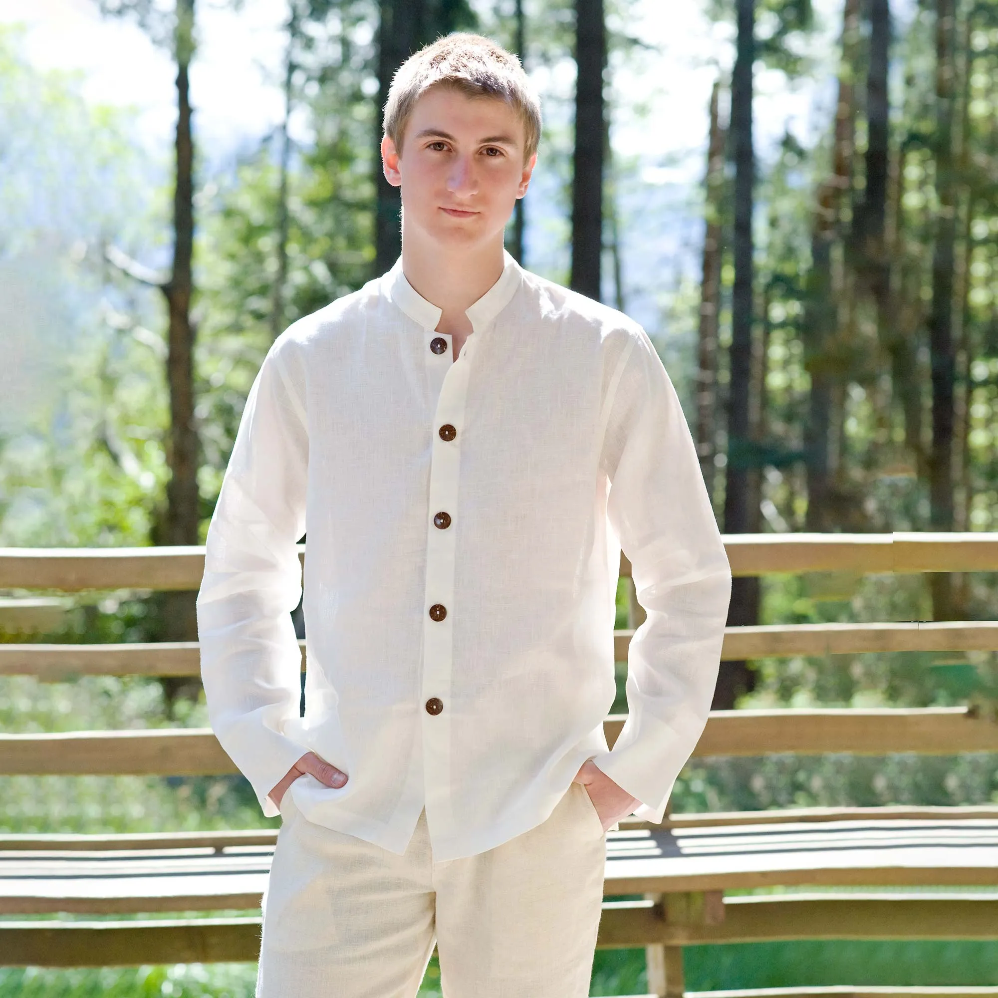 100% Organic Hemp Italian Renaissance Shirt (Unisex) (Plastic-Free Coconut Buttons)