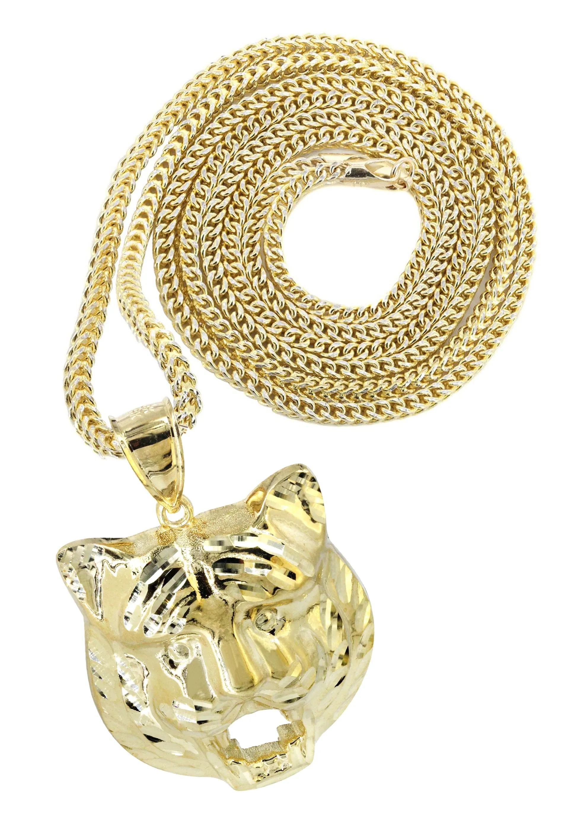 10K Yellow Gold Tiger Head Necklace | Appx. 16.9 Grams