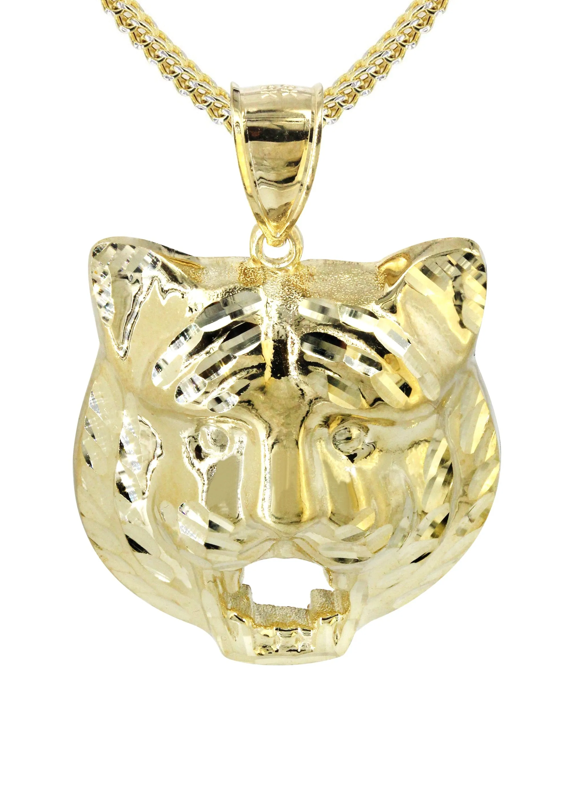 10K Yellow Gold Tiger Head Necklace | Appx. 16.9 Grams