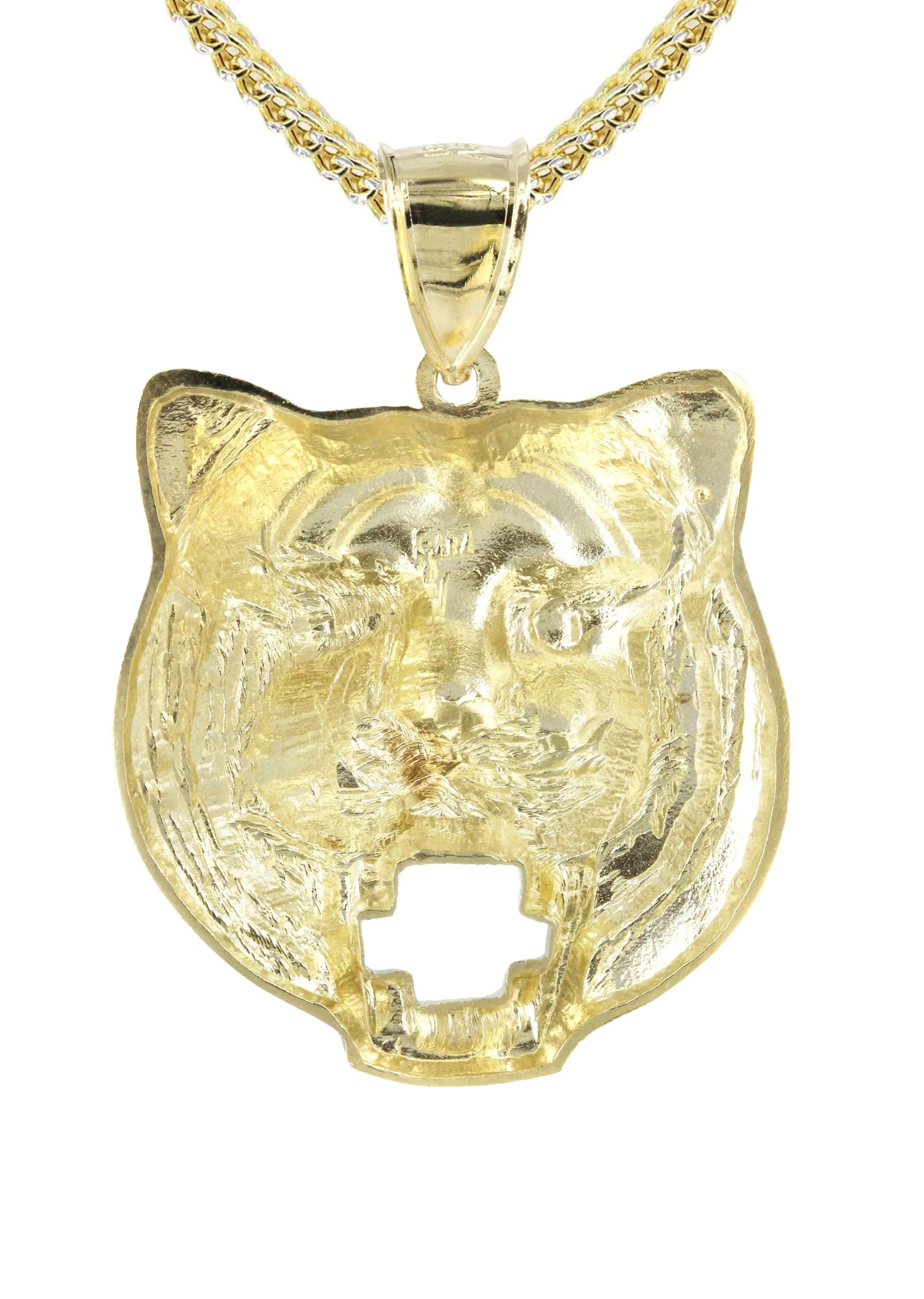 10K Yellow Gold Tiger Head Necklace | Appx. 16.9 Grams