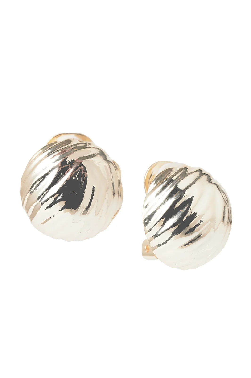 14K Gold Plated Textured Ball Clip Earrings