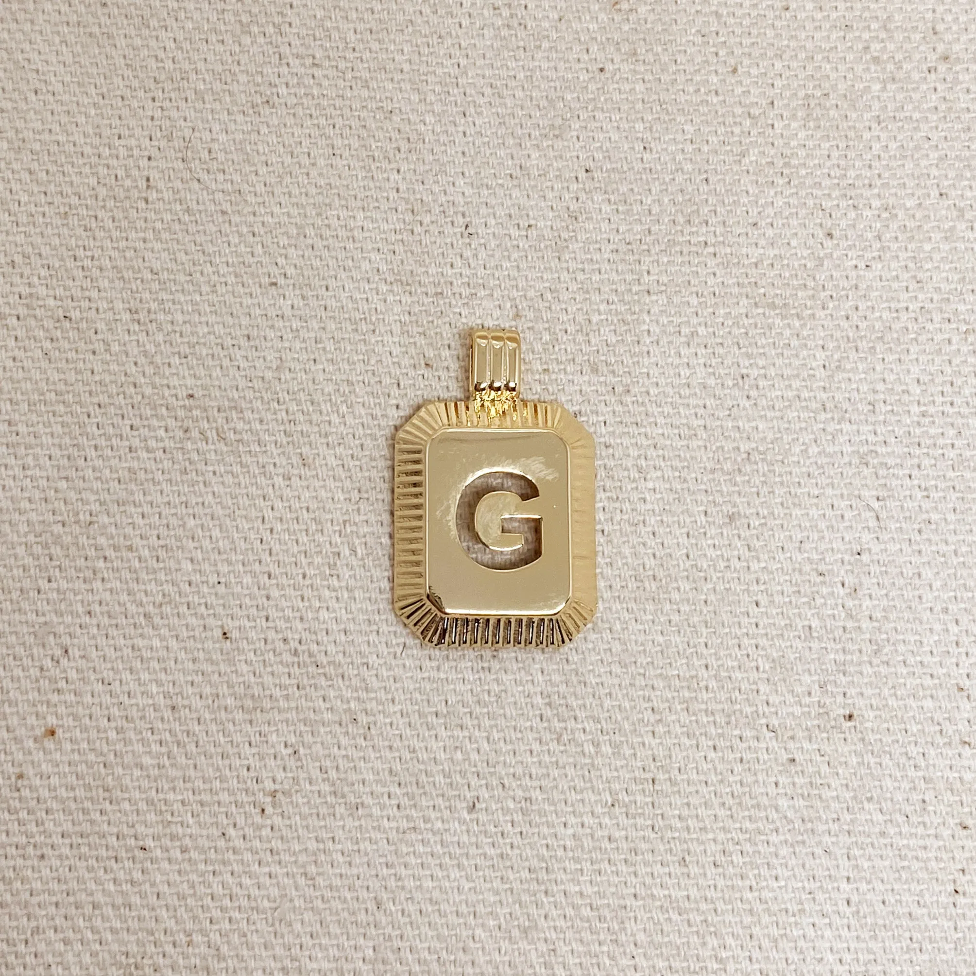 18k Gold Filled Initial Plate Pendant Letter G