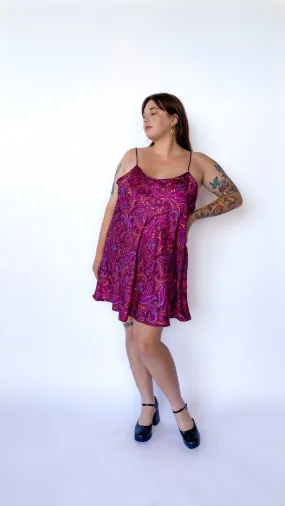 1990s Purple Paisley Slip Dress, sz. 3XL