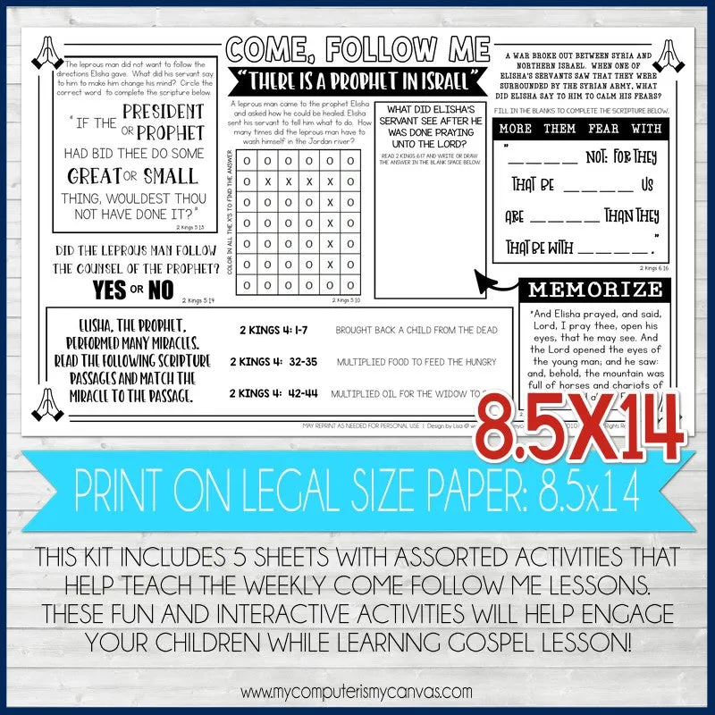 2022 CFM Old Testament Placemat Activity Sheets {JULY} PRINTABLE