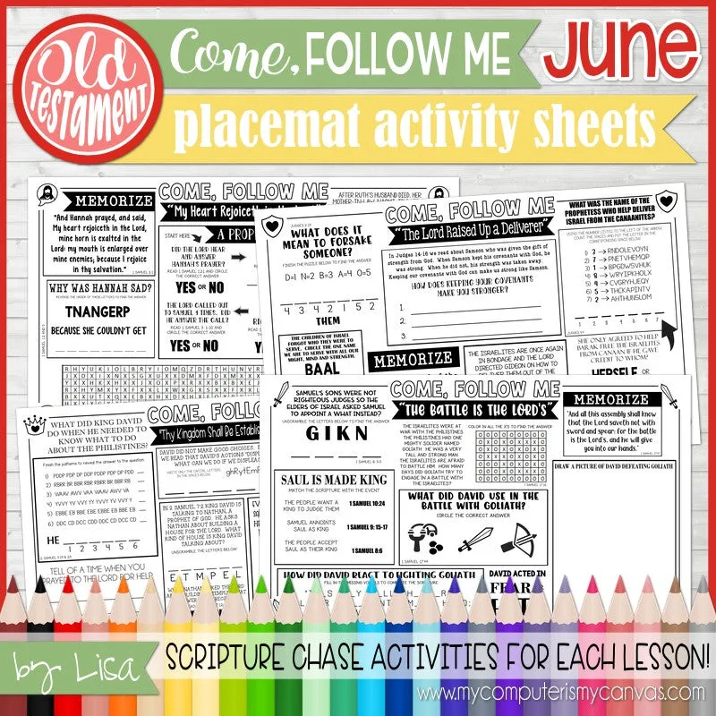 2022 CFM Old Testament Placemat Activity Sheets {JUNE} PRINTABLE