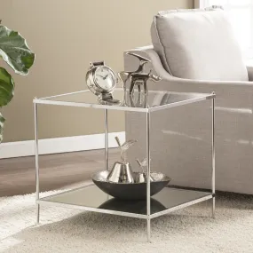 22" Chrome Glass And Iron Square Mirrored End Table By Homeroots