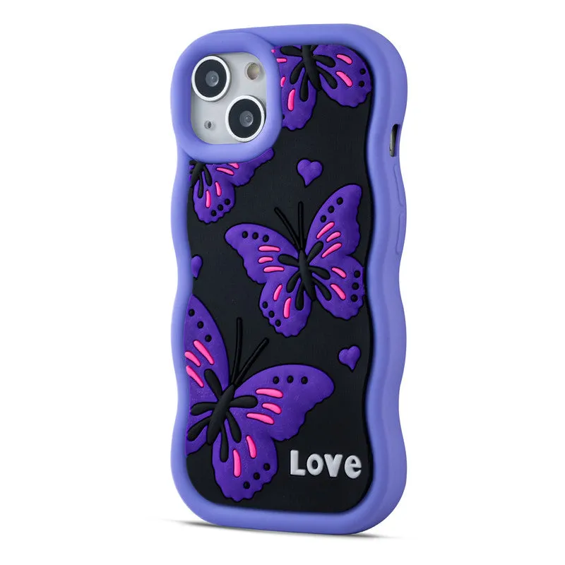 3D Silicone Soft Wave Edges Mobile Back Case For Apple iPhone 14