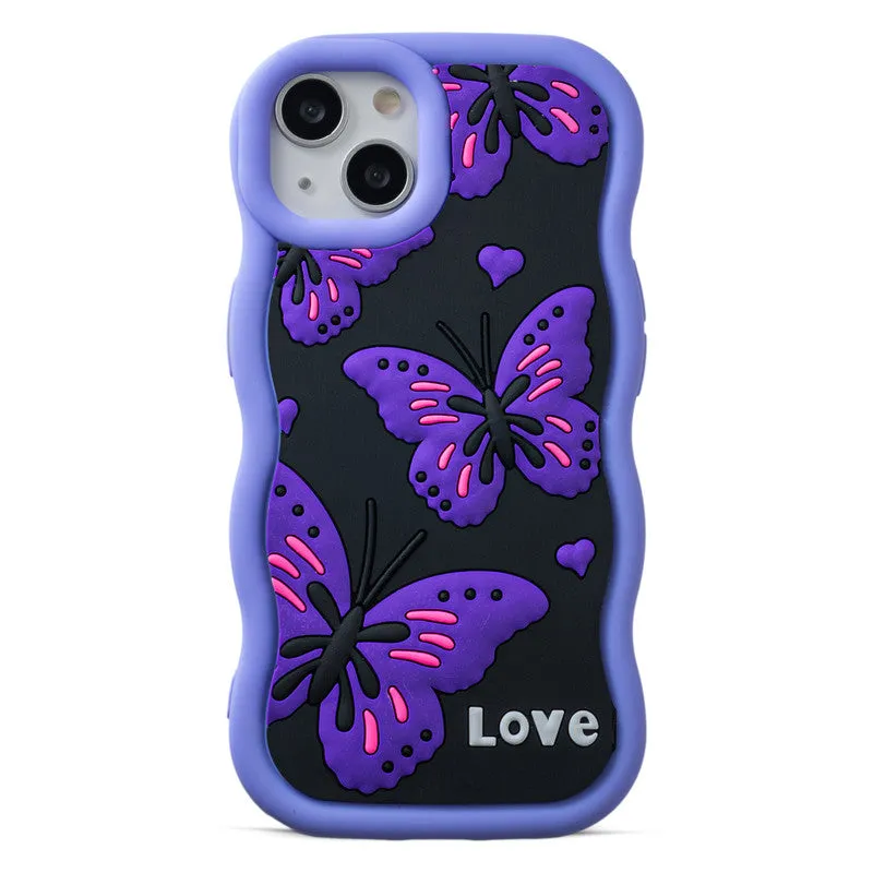 3D Silicone Soft Wave Edges Mobile Back Case For Apple iPhone 14