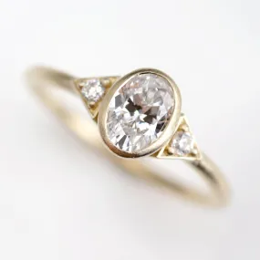 7x5mm Oval Deco Three Stone Ring