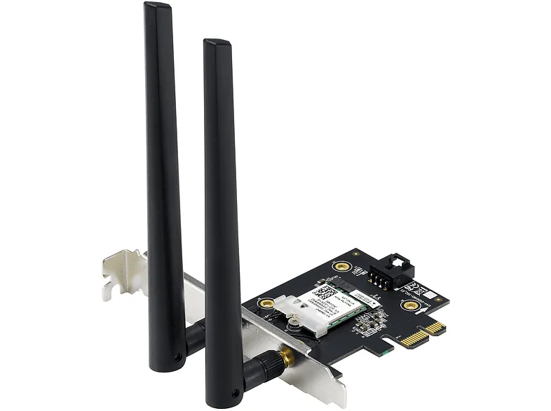 Adaptador WiFi - Asus PCE-AX1800, PCI, Wi-Fi 6, Doble banda, BT 5.2, Seguridad red WPA3, OFDMA, MU-MIMO, Negro