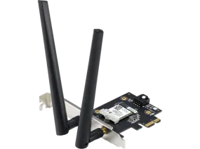 Adaptador WiFi - Asus PCE-AX1800, PCI, Wi-Fi 6, Doble banda, BT 5.2, Seguridad red WPA3, OFDMA, MU-MIMO, Negro