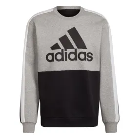 adidas Essentials Colour Block Sweat Top - Mens - Medium Grey Heather/Black