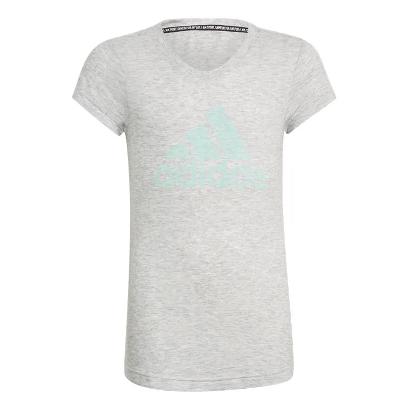 adidas Must Haves Tee - Girls - White Melange/Clear Mint