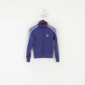 Adidas Women 34 XS Sweatshirt Purple Retro Shiny Full Zipper Activewear Track Top