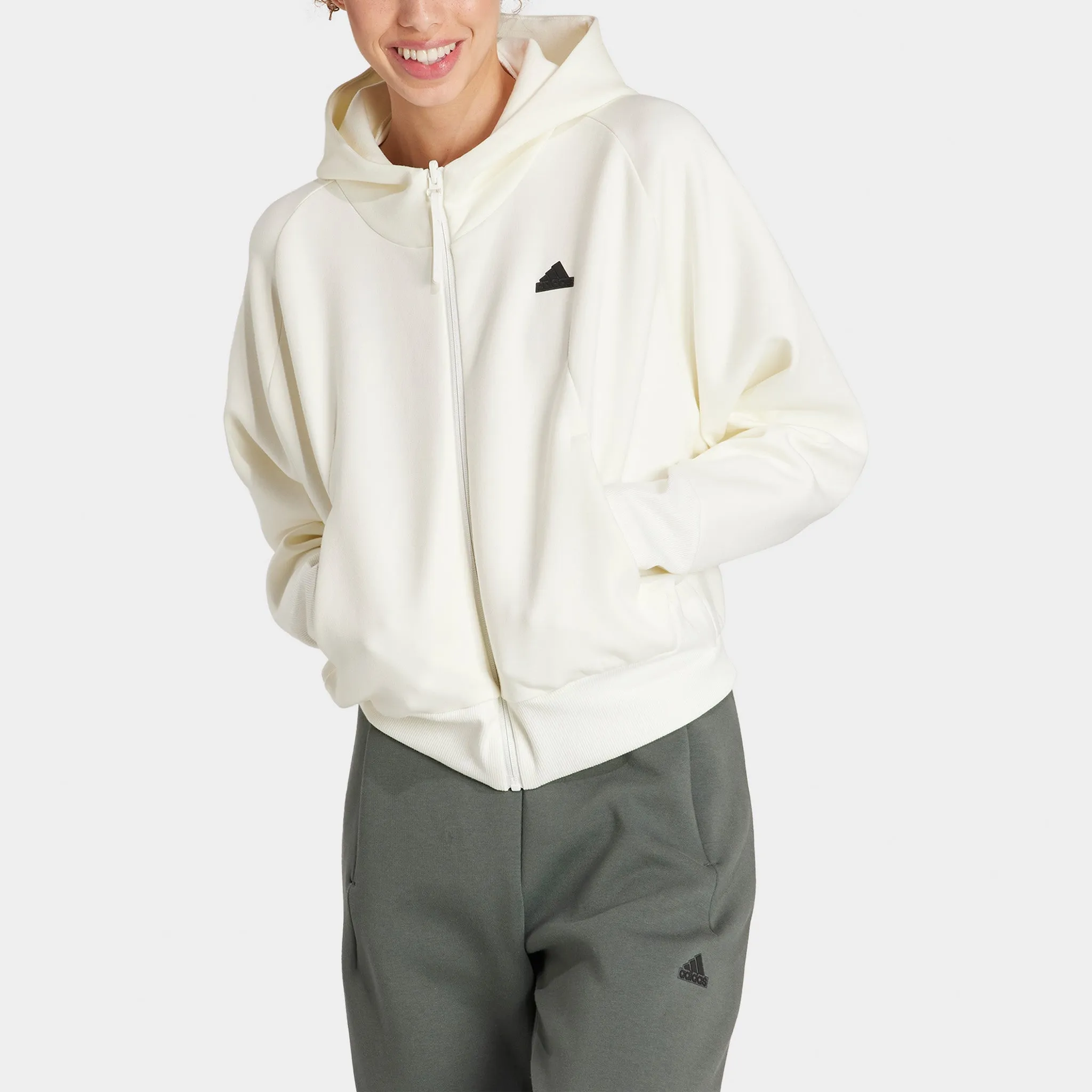 adidas Women's Z.N.E. Full Zip Hoodie / Off White