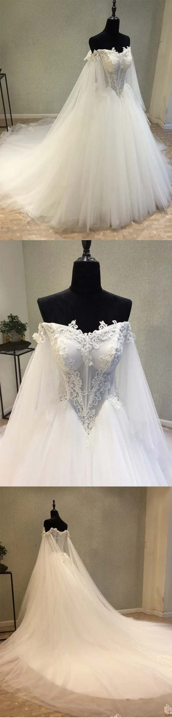 Affordable Off the Shoulder Charming Long Wedding Dresses, WG1236