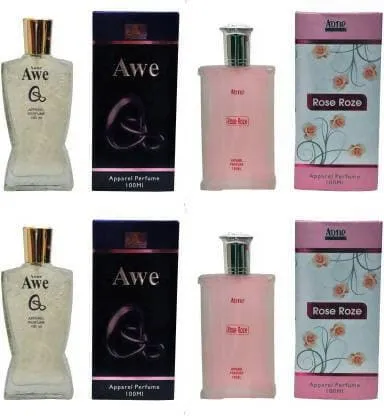 Aone AweQ Perfume and Rose Roze Perfume 100ml each (pack of 4, 400ml)