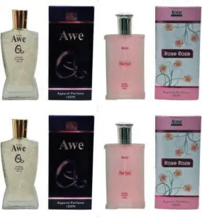 Aone AweQ Perfume and Rose Roze Perfume 100ml each (pack of 4, 400ml)