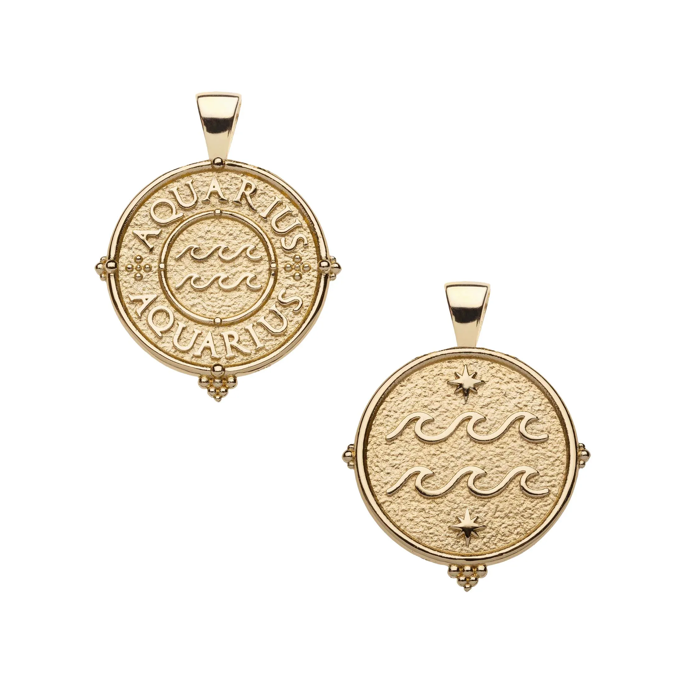 AQUARIUS JW Small Zodiac Pendant Coin - Jan 20 - Feb 18