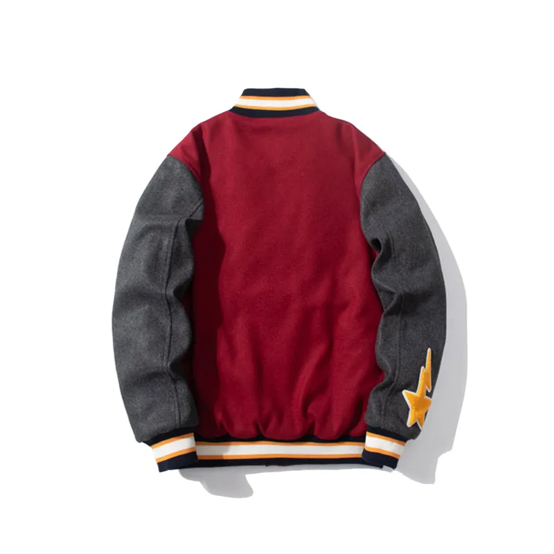 BAPE CREW VARSITY JACKET - World Gone Mad RED BEIGE