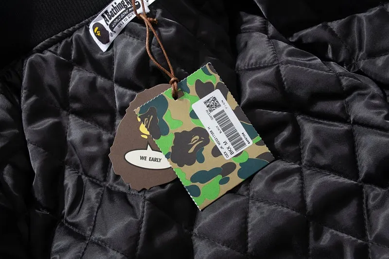 BAPE CREW VARSITY JACKET - World Gone Mad RED BEIGE