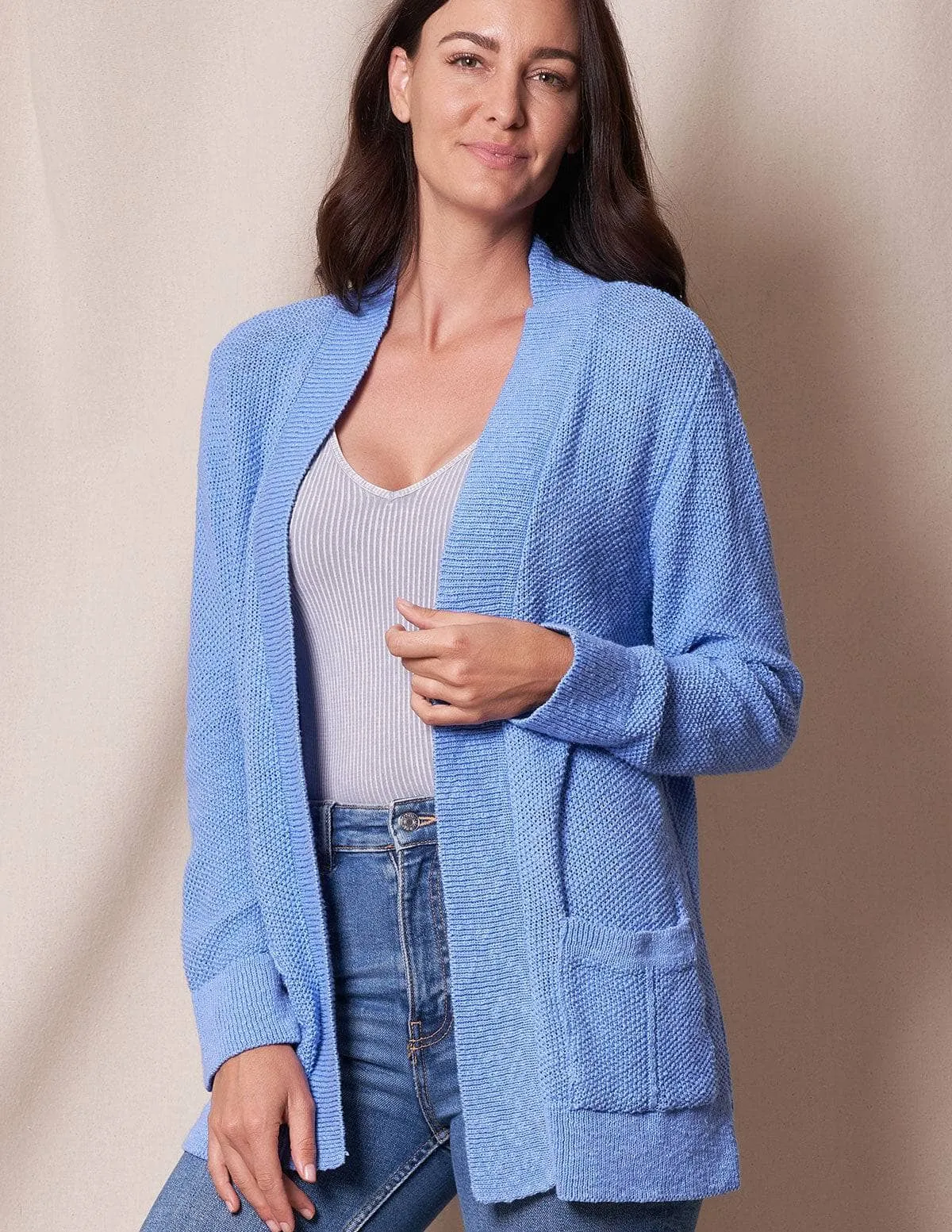 Bella All Cotton Cardigan - Cornflower Only