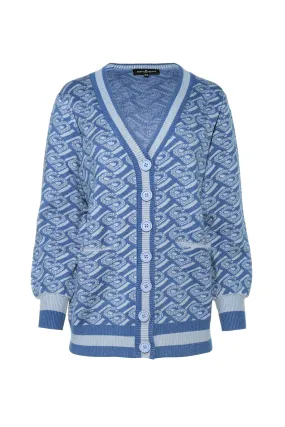 Bimu Cardigan With Button - Atlantic Blue