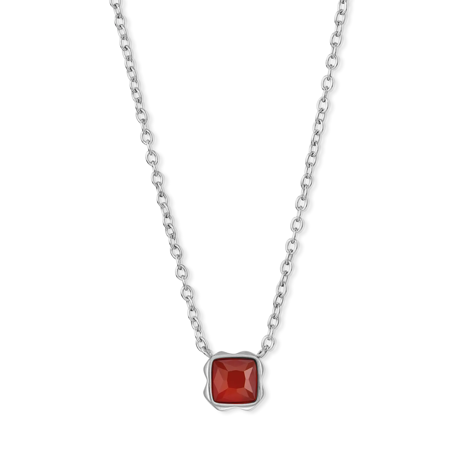 Birthstone January Necklace Red Agate Silver