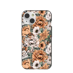 Black Peachy Peonies iPhone 14 Case with MagSafe Module