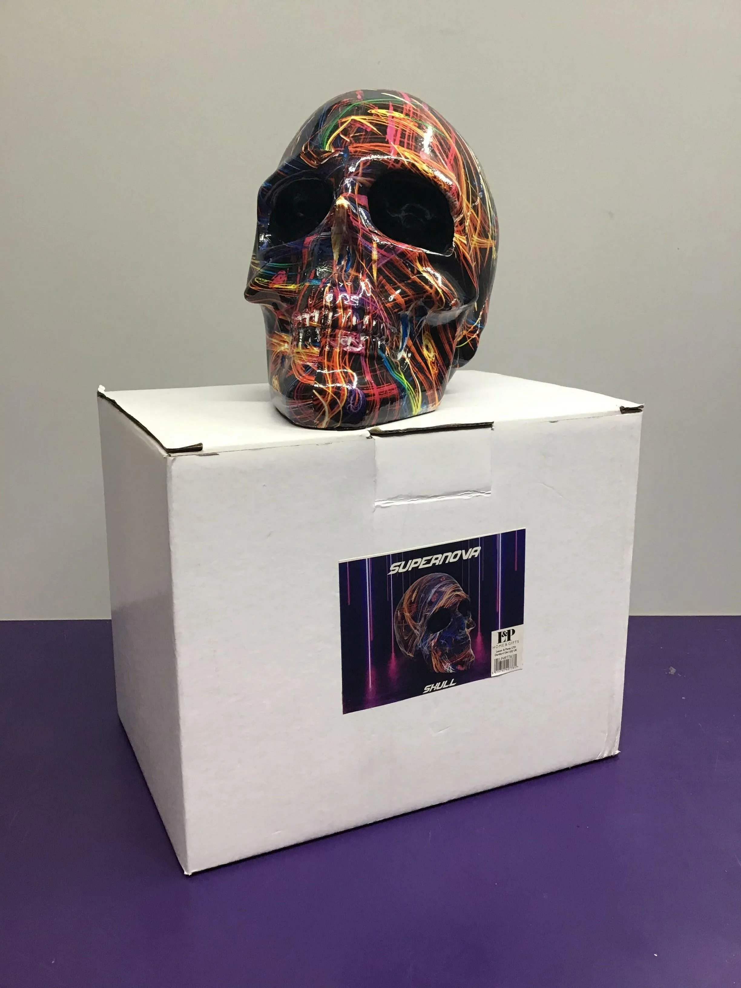 **BOXED & BRAND NEW** SUPERNOVA Calligraphy-Style Decorative Skull