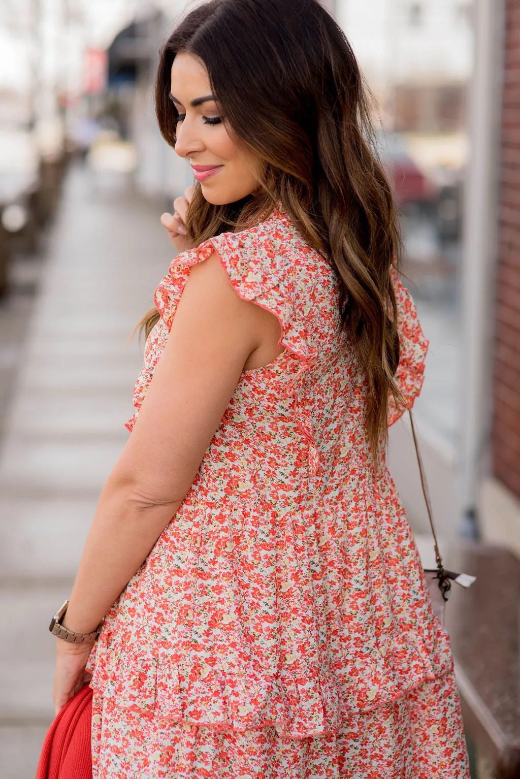 Bright Blooms Ruffle Accents Dress