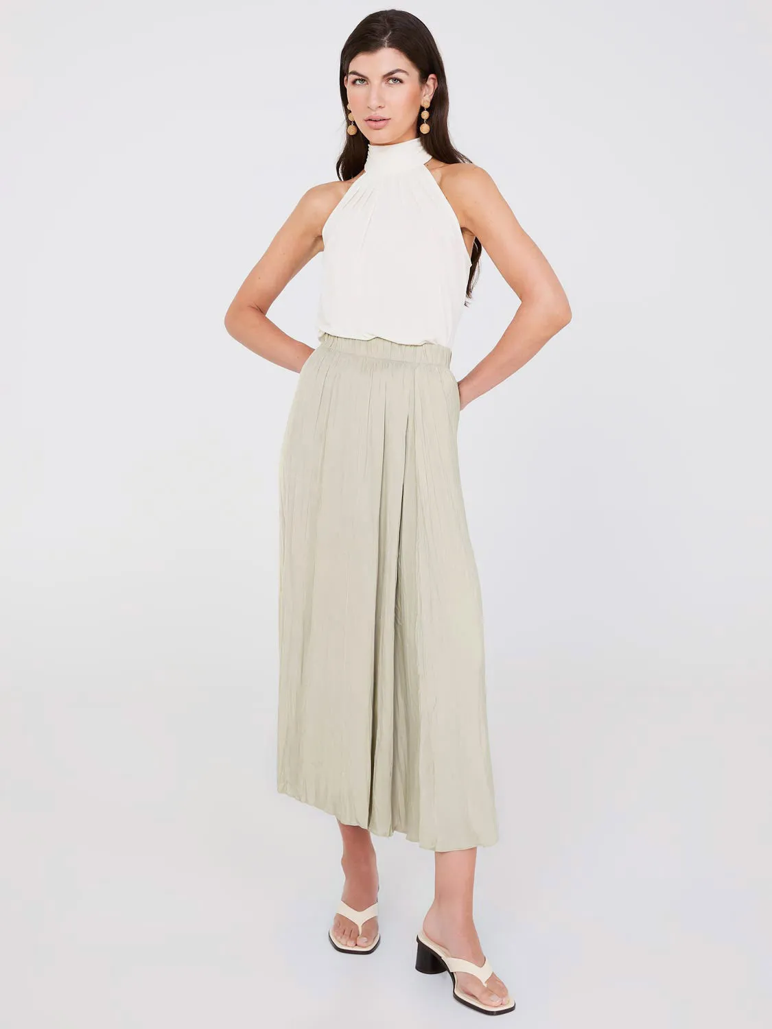 Broomstick Pleated Satin Skirt