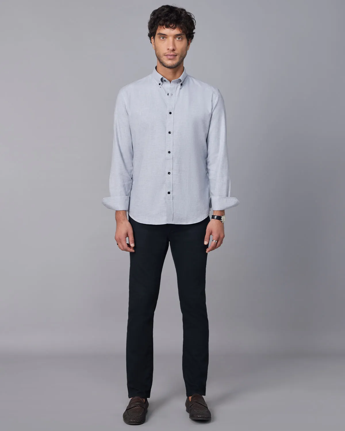 Brushed Twill Shirt - Light Grey