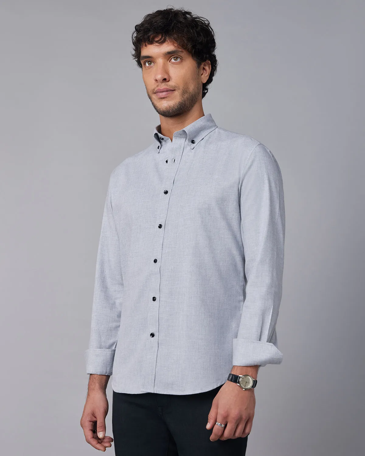 Brushed Twill Shirt - Light Grey