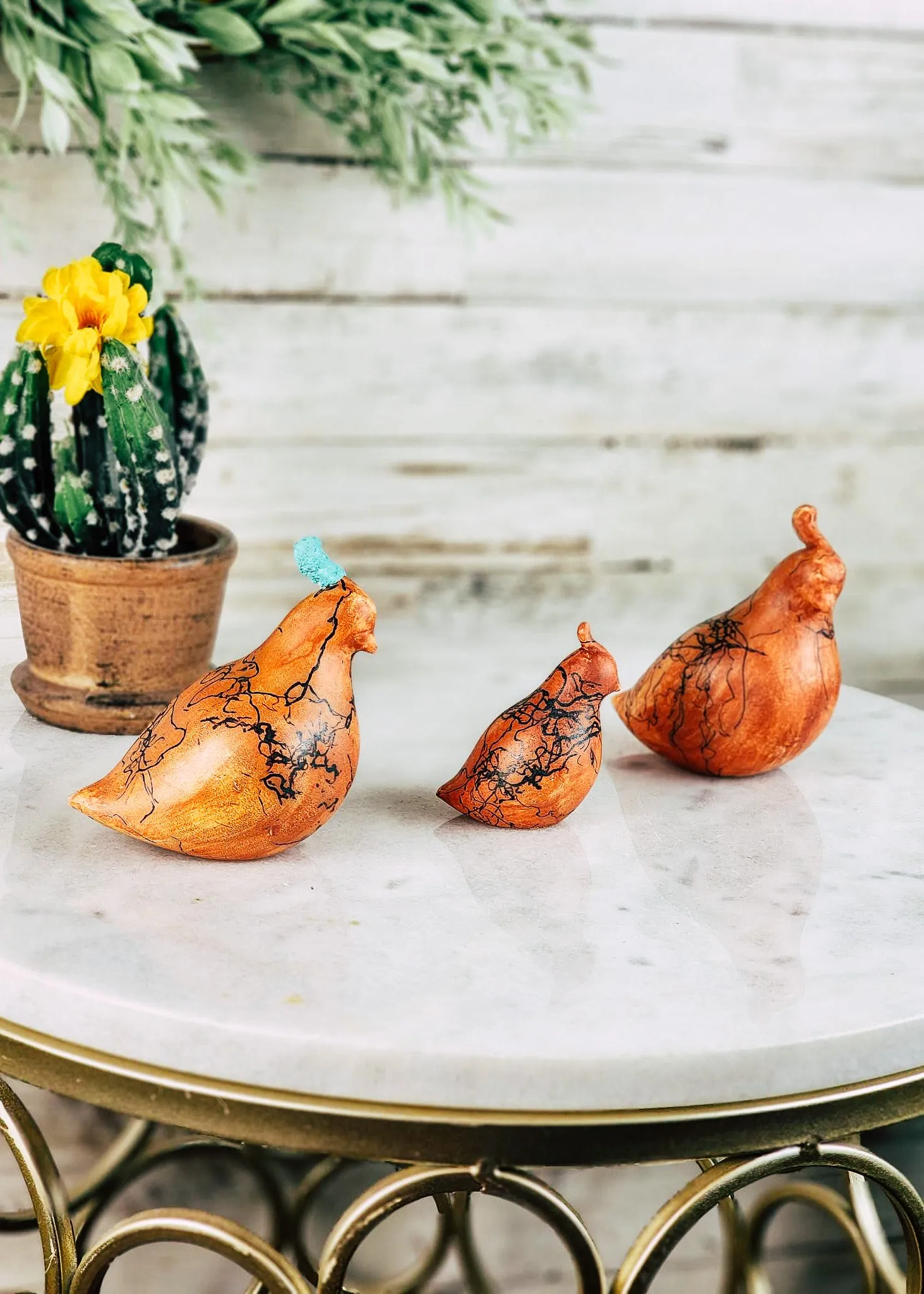 Burnt Orange Horse Hair Quail Set