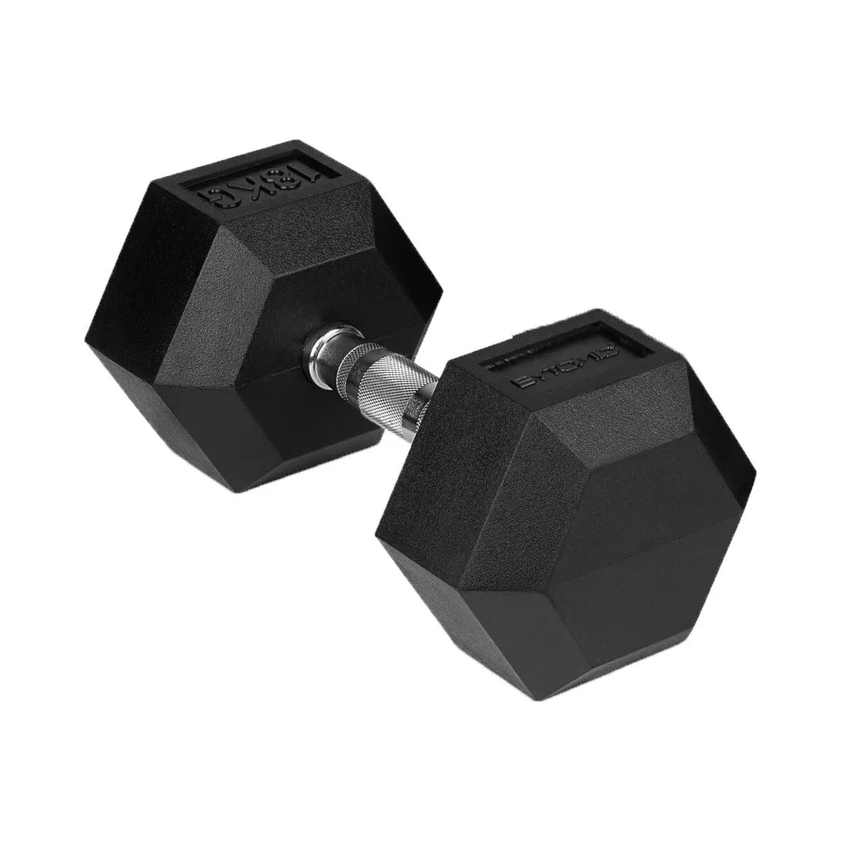 Bytomic Rubber 18kg Hexagon Dumbbell Single Black