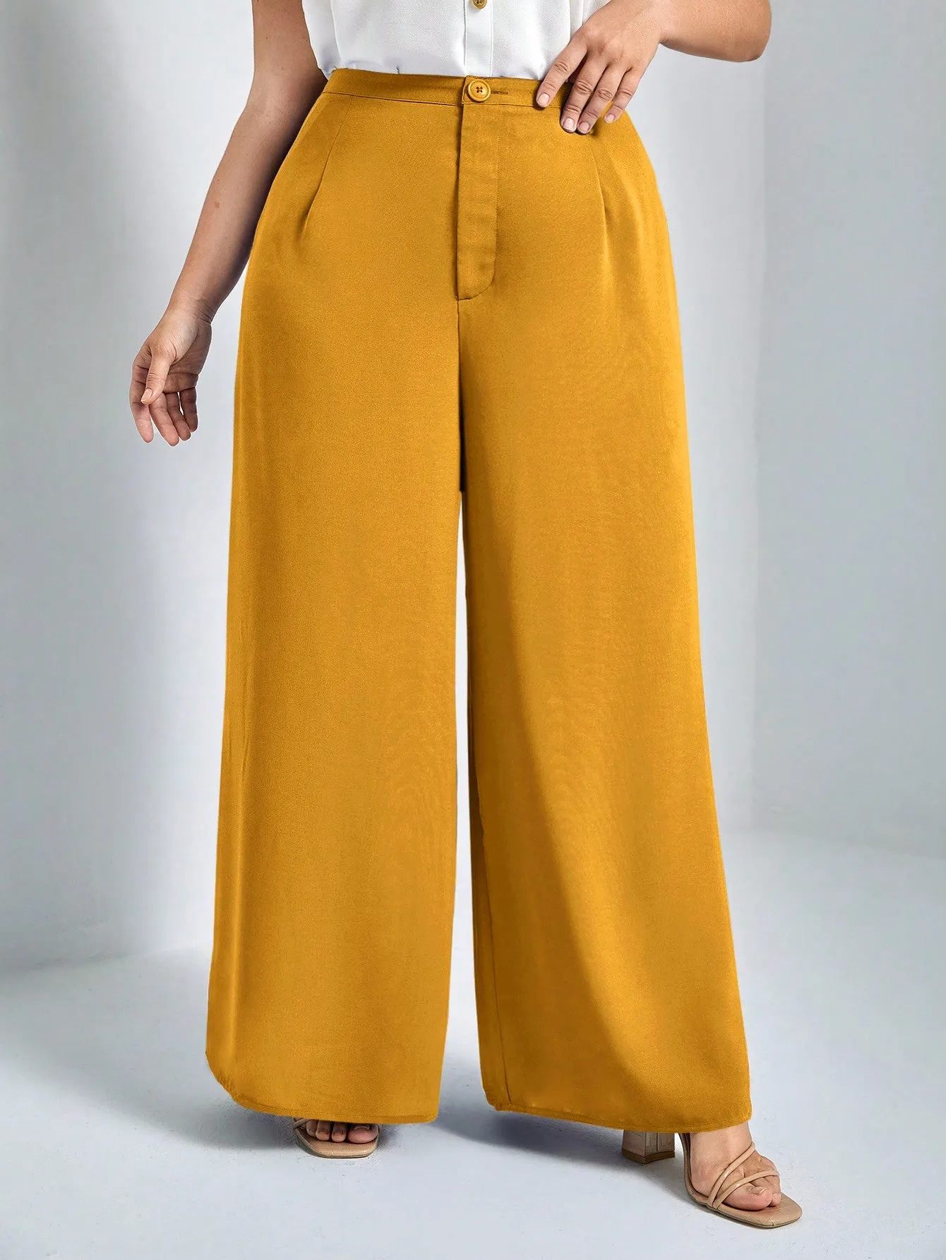 Calça Wide Leg Plissada