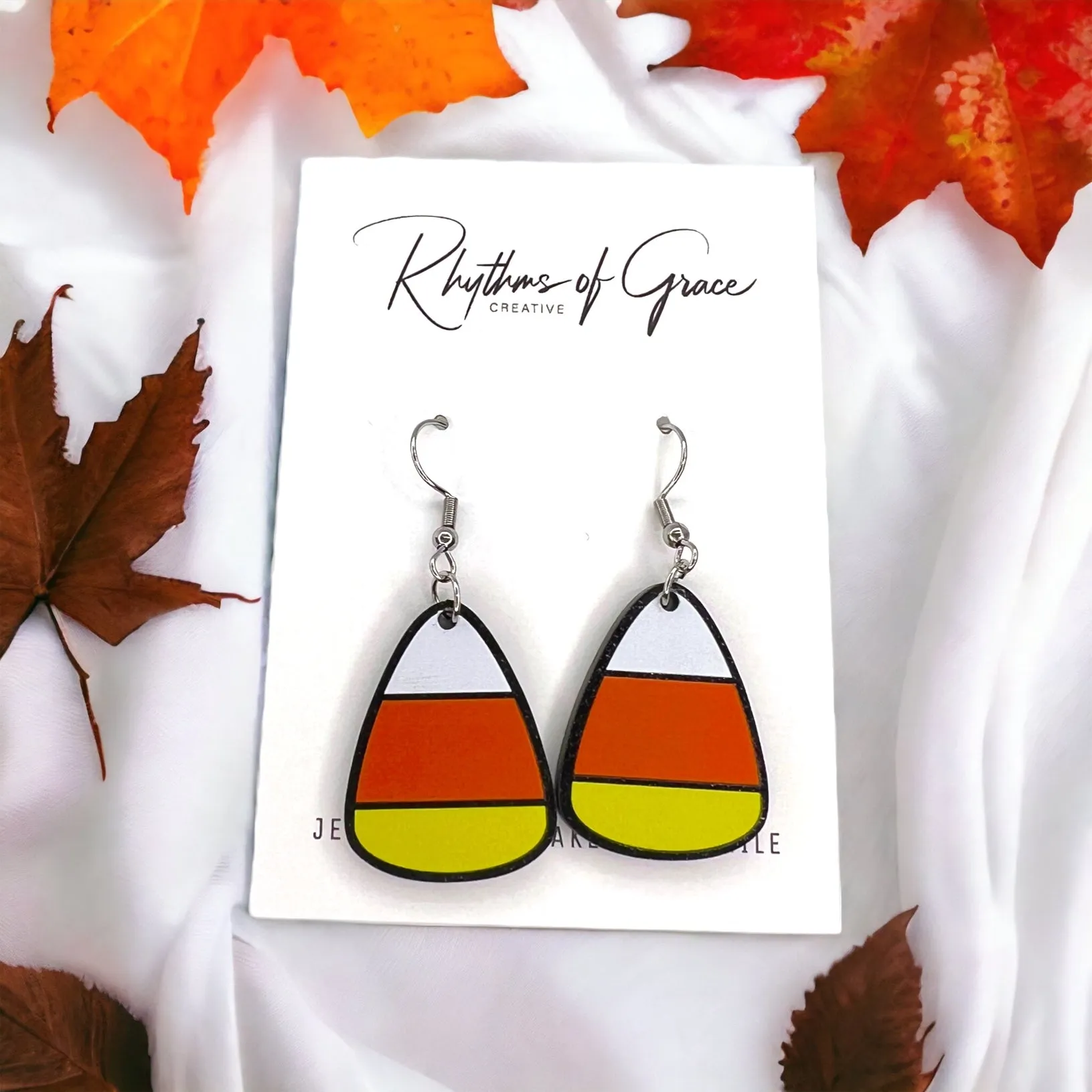 Candy Corn Earrings - Candy Corn Accessories, Halloween Accessories , Halloween Earrings, Not So Scary Halloween, Candy Earrings