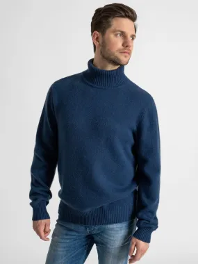 Cashmere sweater men "Frost polo" - mountain blue