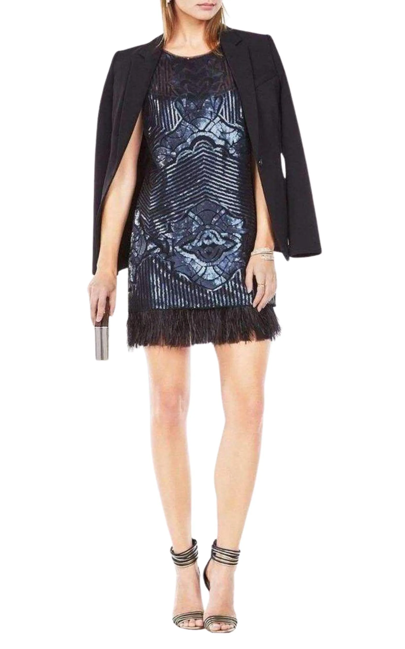 Caterina Sequin Feather Dress