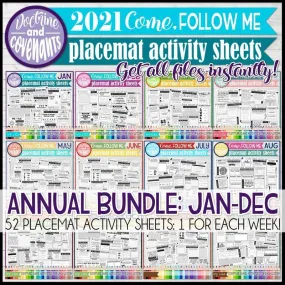 CFM D&C Placemat Activity Sheets {JAN-DEC 2021} ANNUAL BUNDLE PRINTABLE