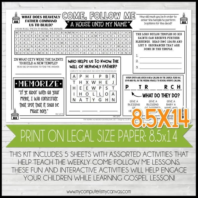 CFM D&C Placemat Activity Sheets {OCT 2021} PRINTABLE