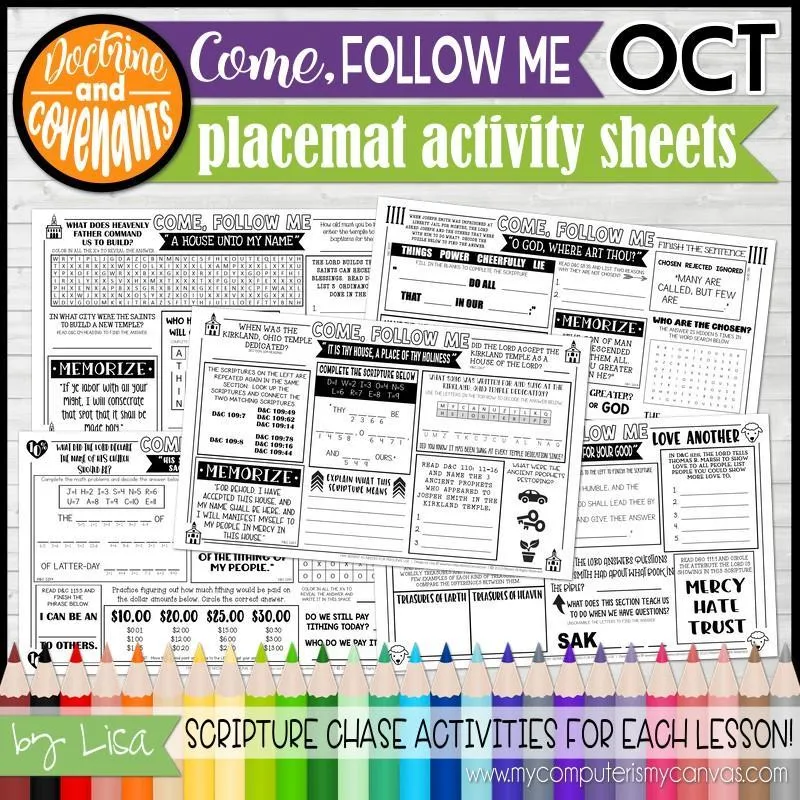 CFM D&C Placemat Activity Sheets {OCT 2021} PRINTABLE