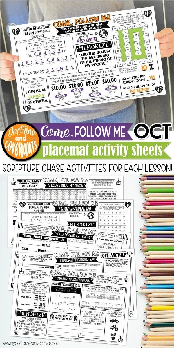 CFM D&C Placemat Activity Sheets {OCT 2021} PRINTABLE