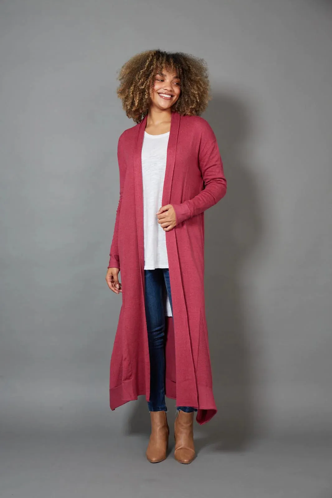 Cleo Longline Cardigan (Mulberry)