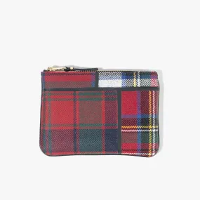 COMME des GARÇONS WALLET Tartan Patchwork Zip Wallet / Red