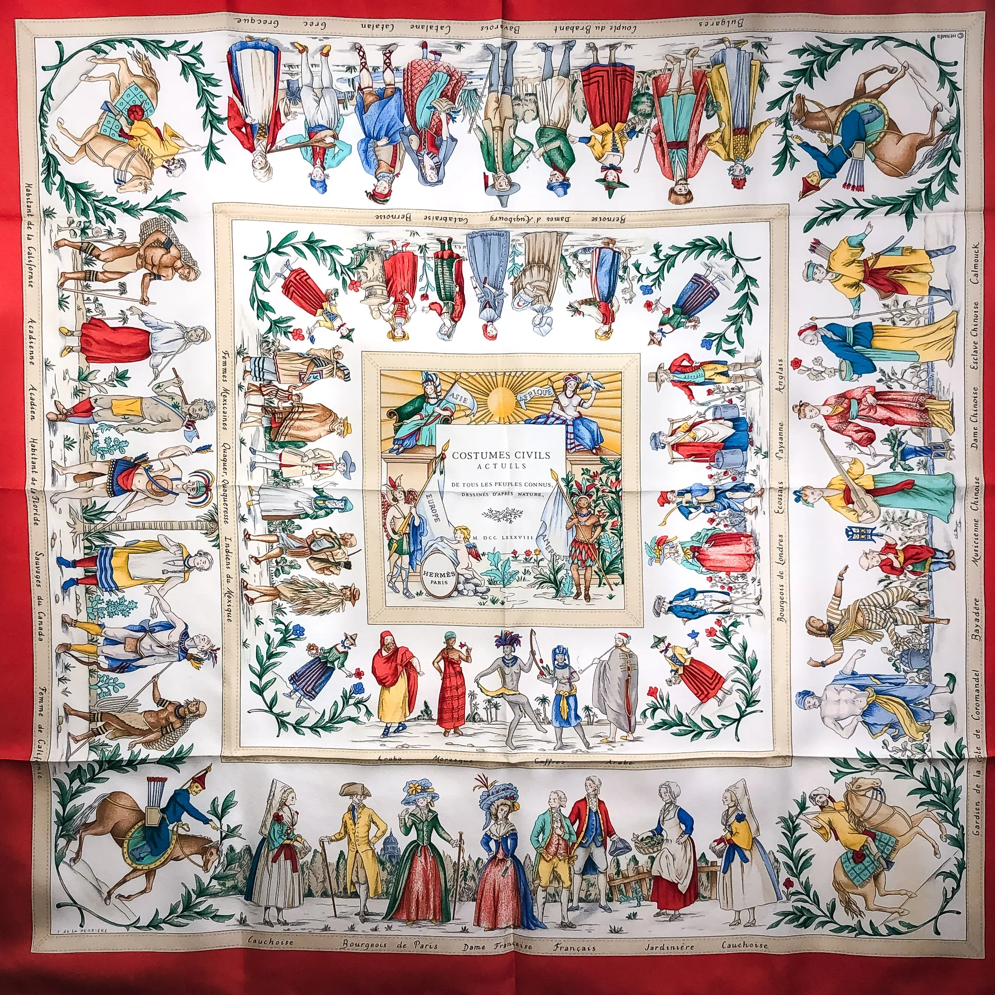 Costumes Civils Actuels Hermes Scarf by Françoise de la Perrière 90 cm Silk