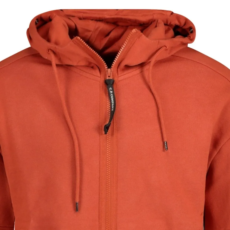 CP COMPANY Goggle Zip Hooded Sweatshirt Orange