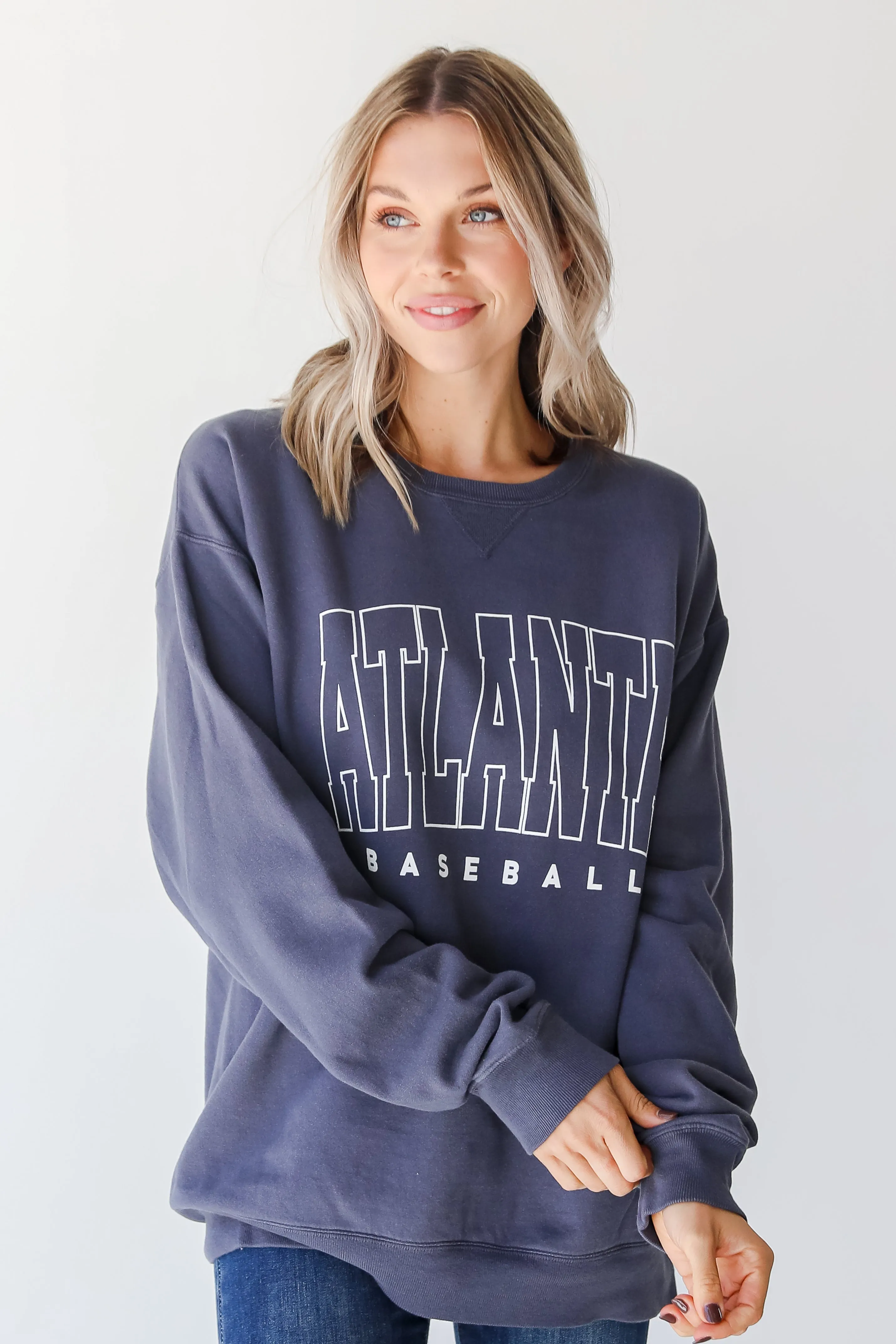 Denim Atlanta Baseball Sweatshirt