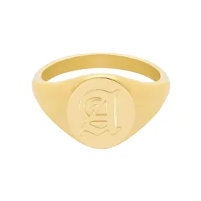 Dolce Initial Signet Ring Gold